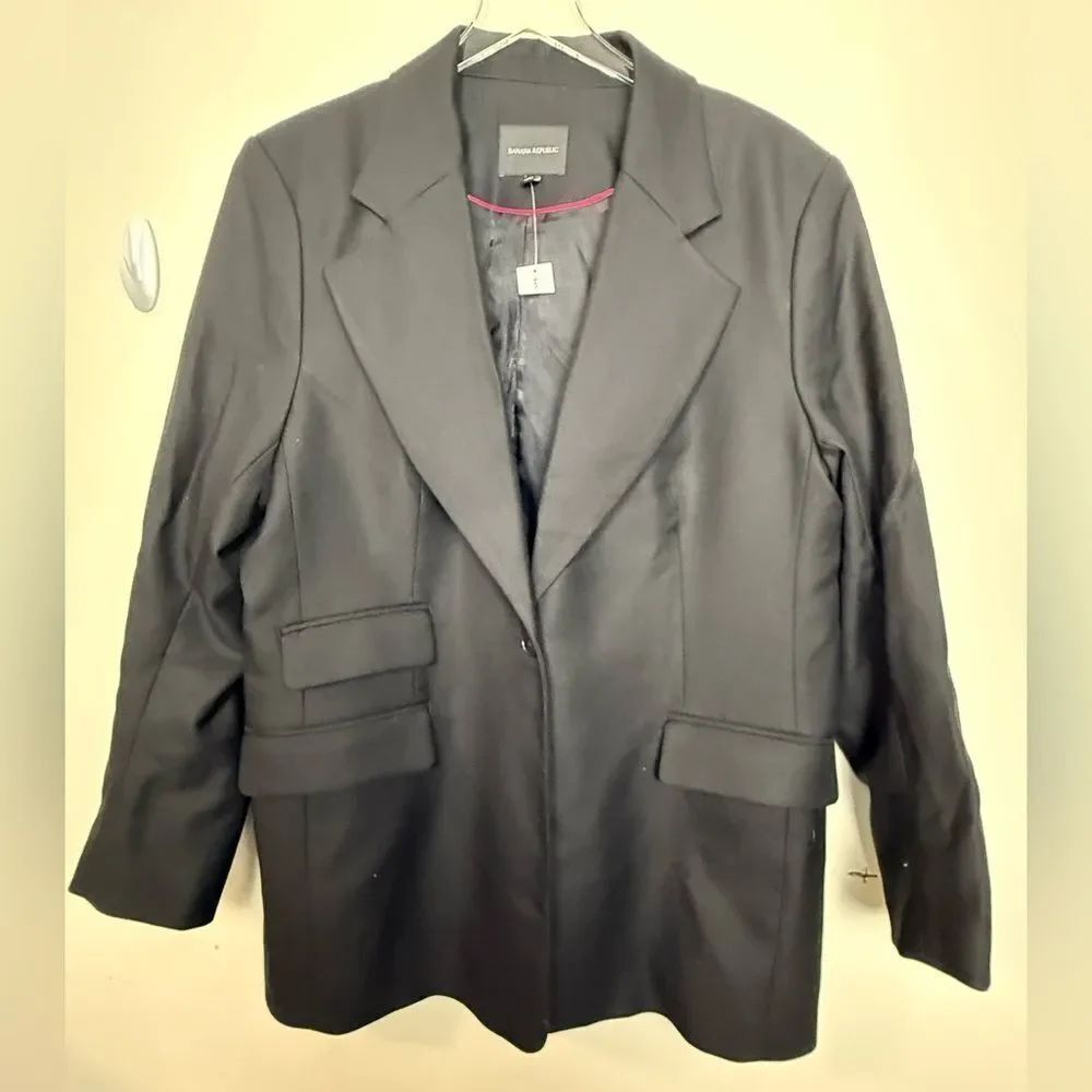 NWT Banana Republic Lido Sculpted Italian Wool Blazer black Size 20